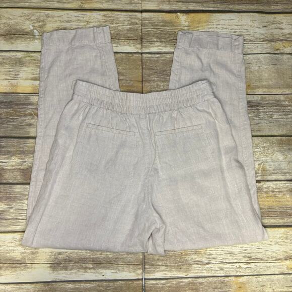 Athleta 100% Linen Woven Tan Relaxed Straight Leg Beachy Trousers Womens Sz 4 - Picture 6 of 10